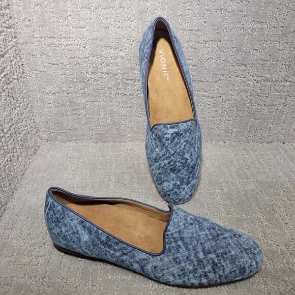 Vionic Willa II Womens Size 8.5 Wide Blue Orthotic Denim Loafers Flats Shoes - Picture 1 of 11